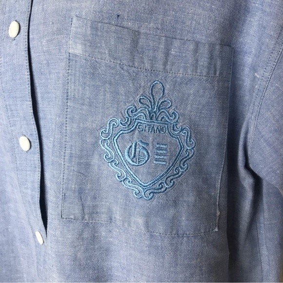 Vintage Gitano Chambray Denim Long Sleeve Button Front Shirt Womens Size Large - Picture 4 of 13